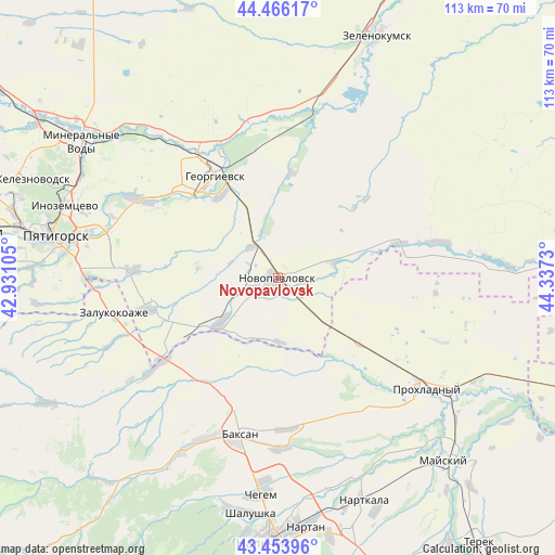Novopavlovsk on map