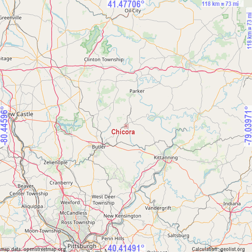 Chicora on map