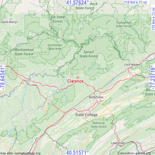 Clarence on map