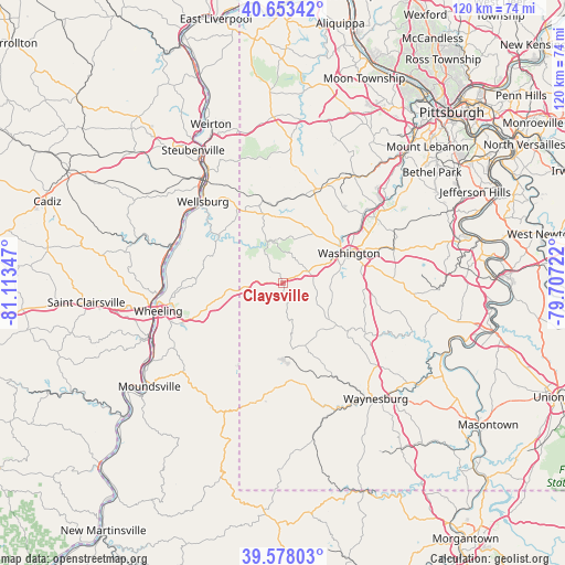 Claysville on map