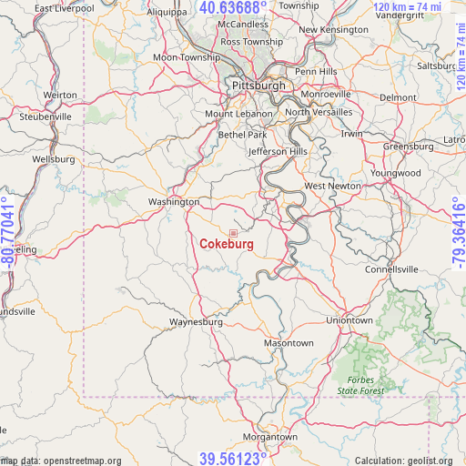 Cokeburg on map