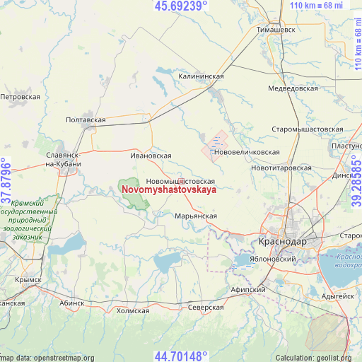 Novomyshastovskaya on map