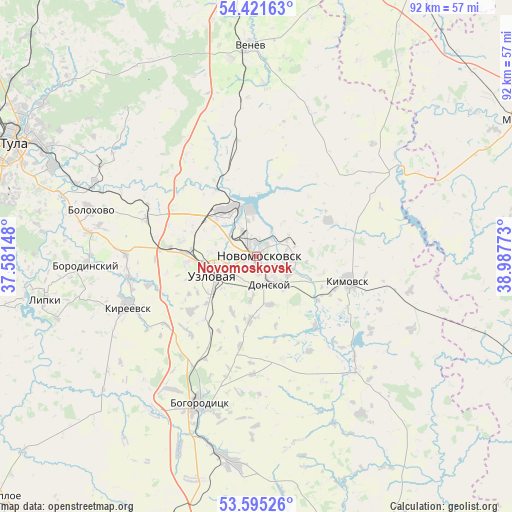 Novomoskovsk on map