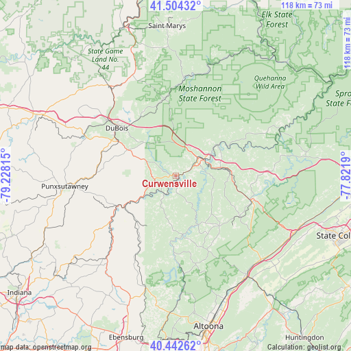 Curwensville on map