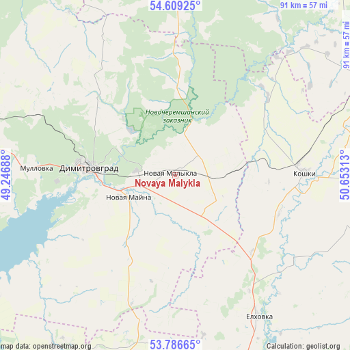 Novaya Malykla on map