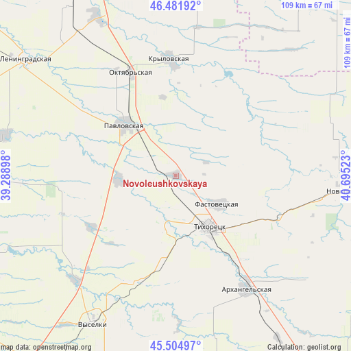 Novoleushkovskaya on map