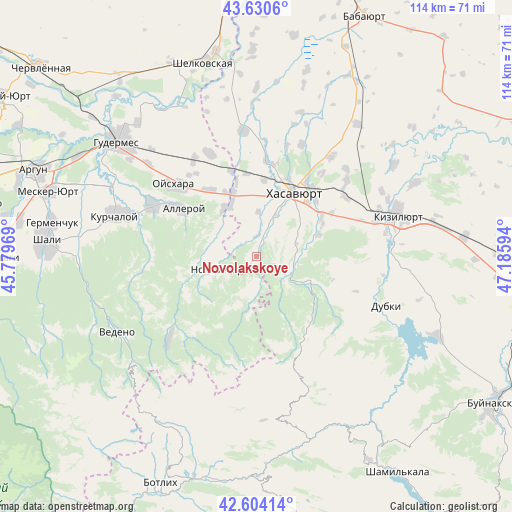 Novolakskoye on map