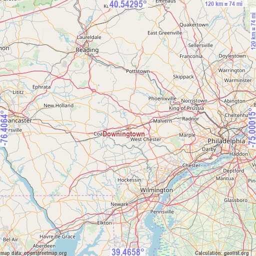 Downingtown on map