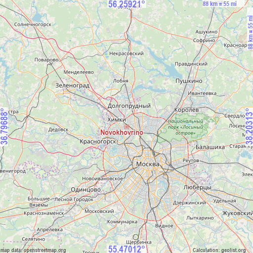 Novokhovrino on map