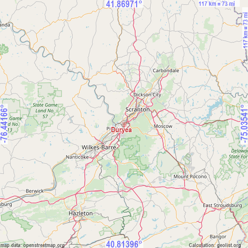 Duryea on map