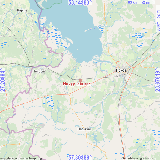 Novyy Izborsk on map