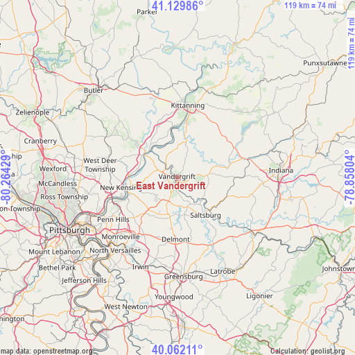 East Vandergrift on map