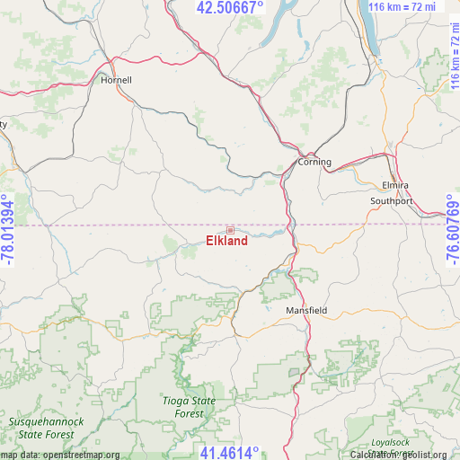 Elkland on map