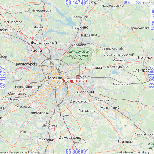 Novogireyevo on map