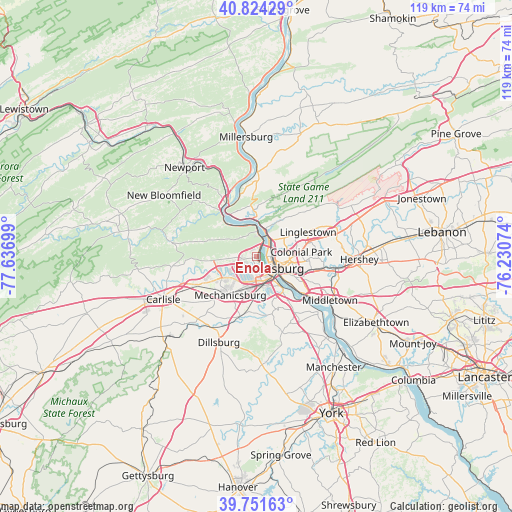 Enola on map