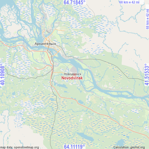 Novodvinsk on map