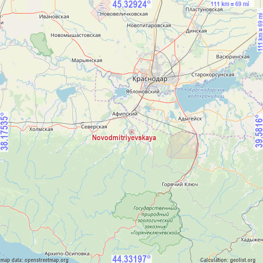 Novodmitriyevskaya on map