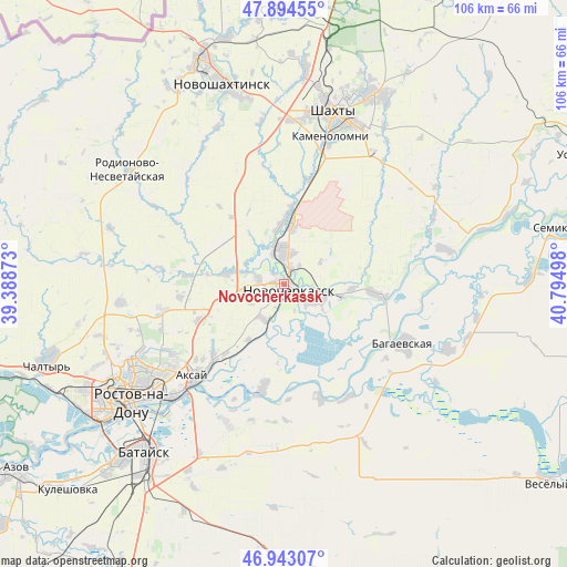 Novocherkassk on map