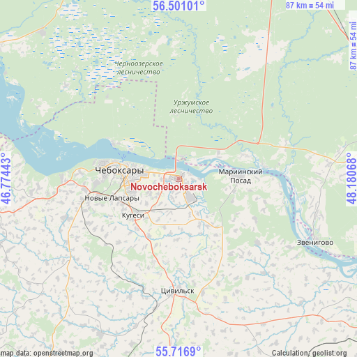 Novocheboksarsk on map