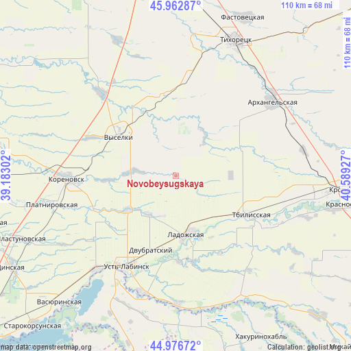 Novobeysugskaya on map