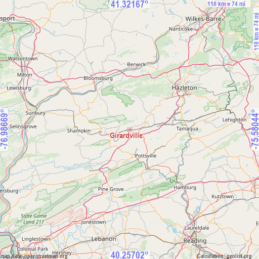 Girardville on map