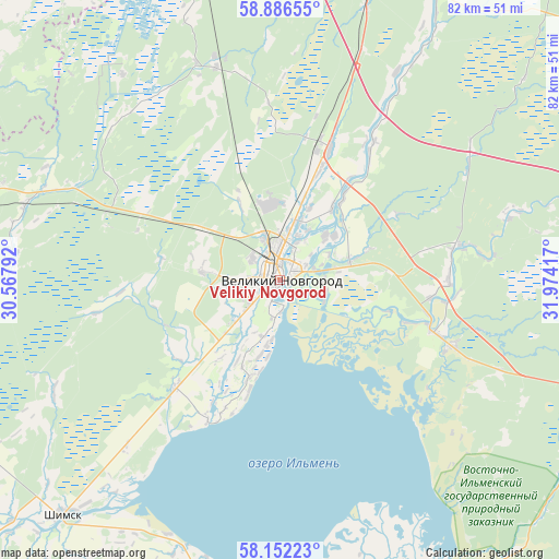 Velikiy Novgorod on map