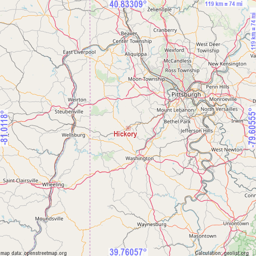 Hickory on map