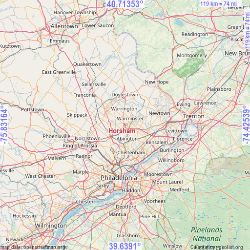 Horsham on map