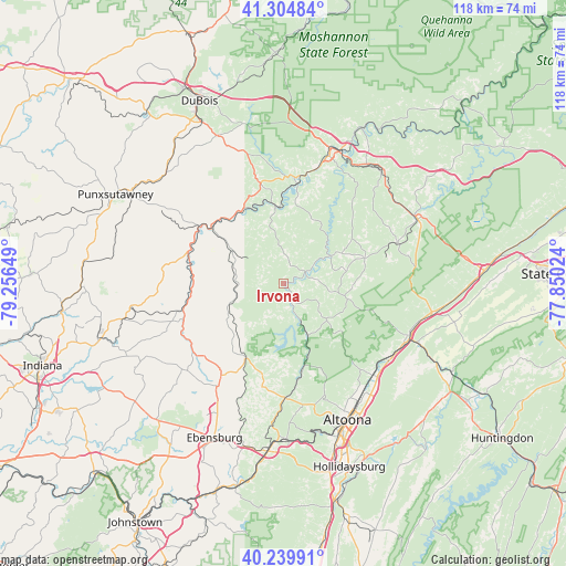 Irvona on map