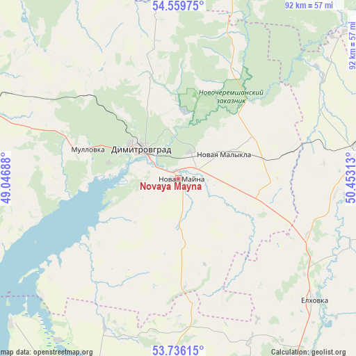 Novaya Mayna on map