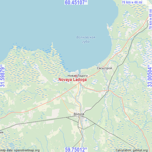 Novaya Ladoga on map