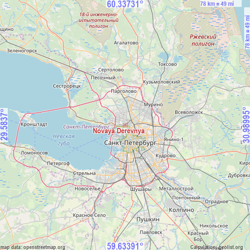 Novaya Derevnya on map