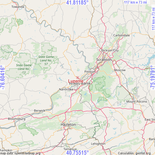Luzerne on map