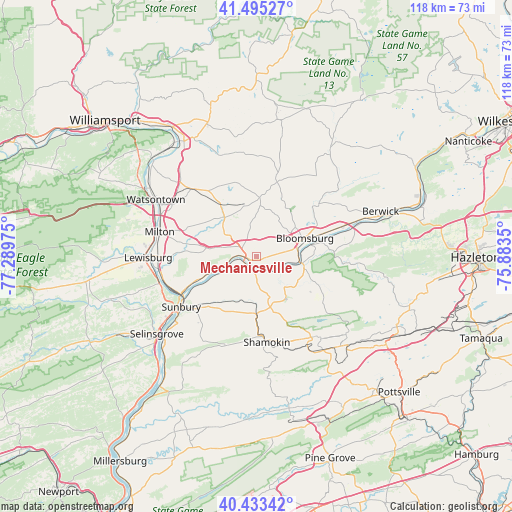 Mechanicsville on map