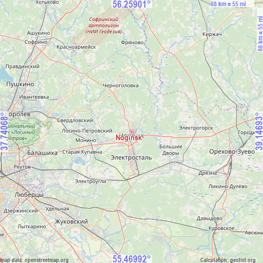 Noginsk on map
