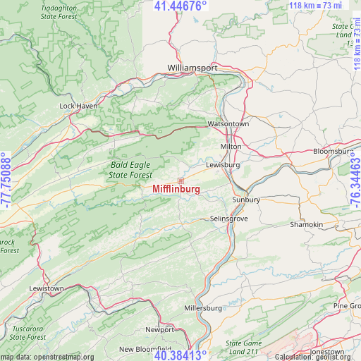 Mifflinburg on map