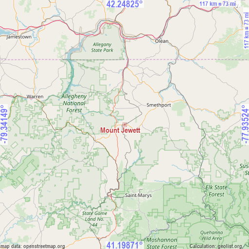 Mount Jewett on map