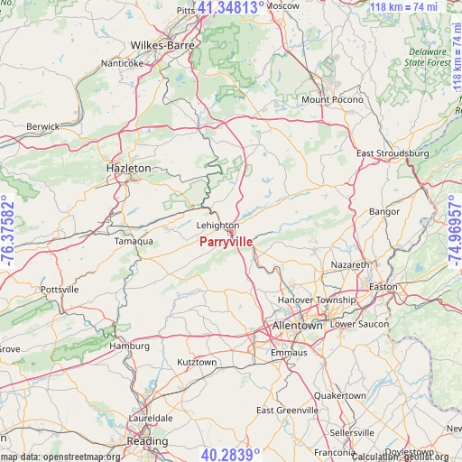 Parryville on map