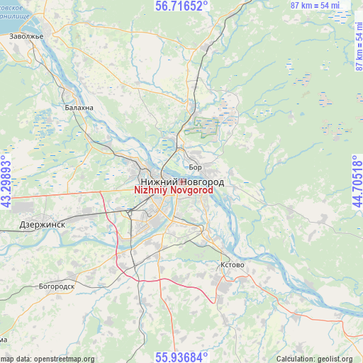 Nizhniy Novgorod on map