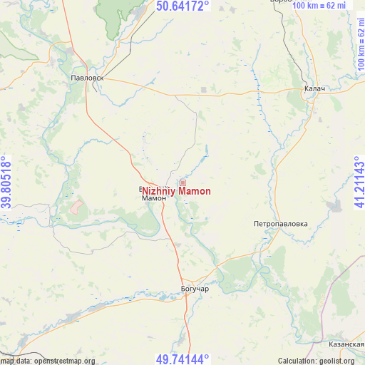 Nizhniy Mamon on map