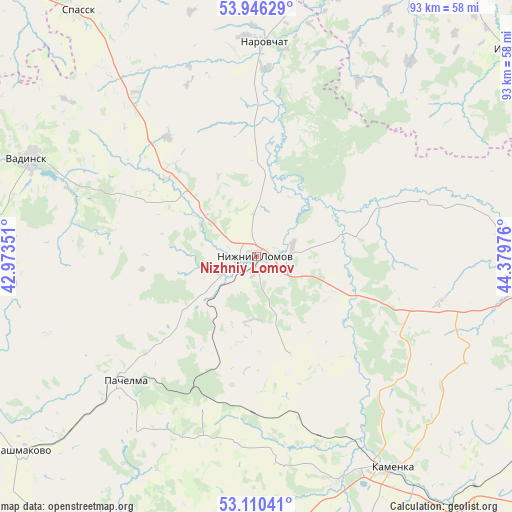 Nizhniy Lomov on map