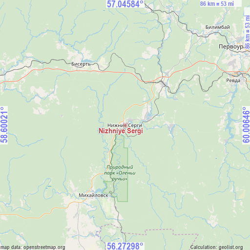 Nizhniye Sergi on map