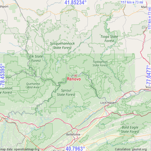 Renovo on map