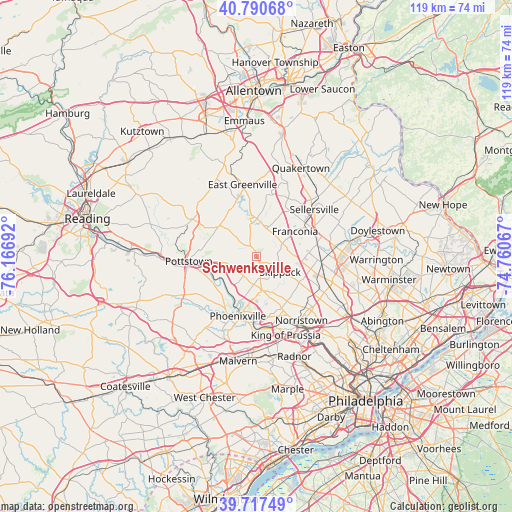 Schwenksville on map