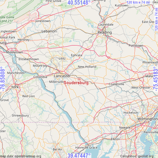 Soudersburg on map