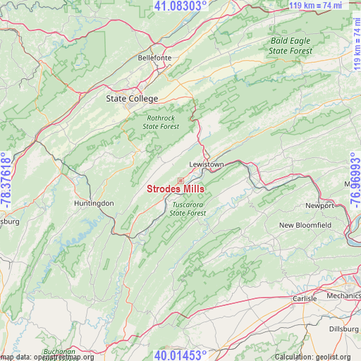 Strodes Mills on map