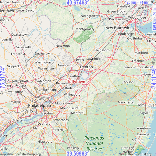 Tullytown on map