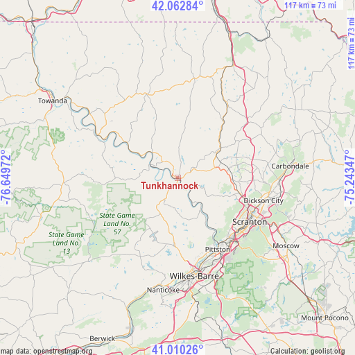 Tunkhannock on map