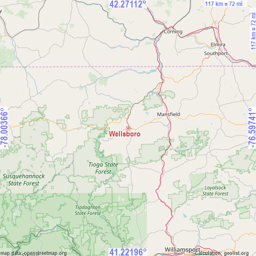 Wellsboro on map