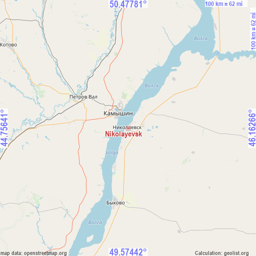 Nikolayevsk on map